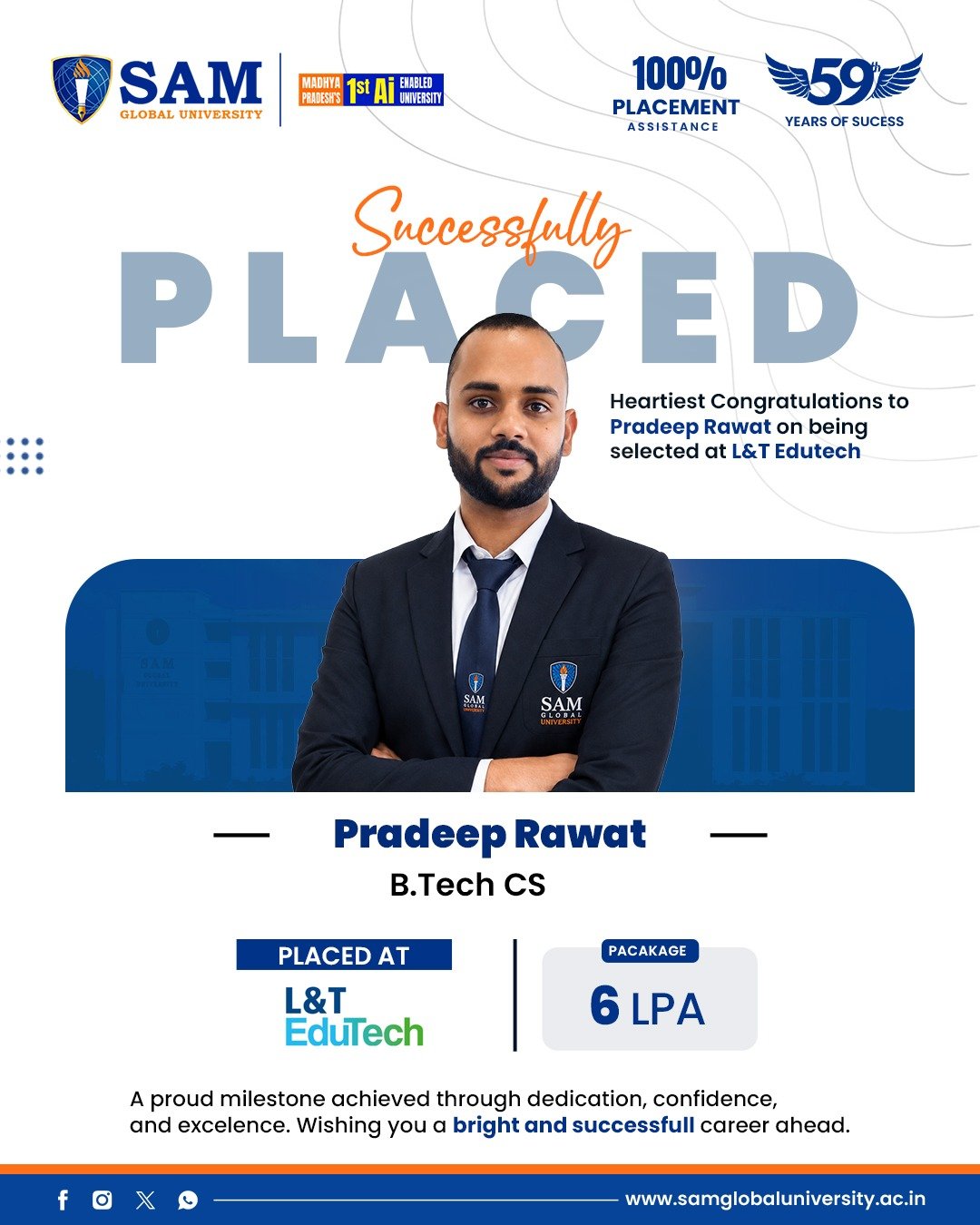 Pradeep Rawat placed at L&T EduTech — SAM Global University